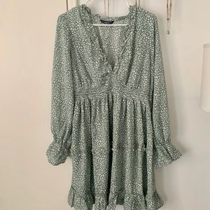 Mint Leopard Long-Sleeve Summer Dress/Never Worn!